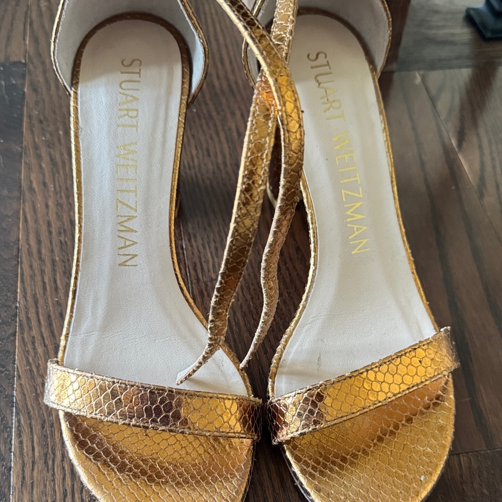 Stuart Weitzman Metallic Gold Heels
